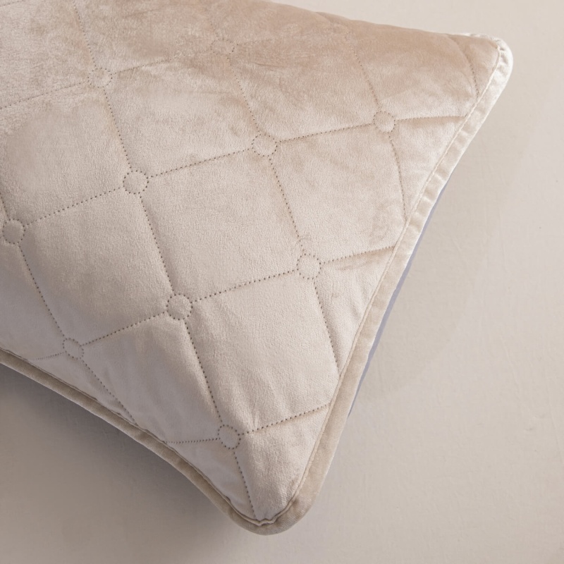 Велюровое покрывало ромб и две наволочки (Бежевый)